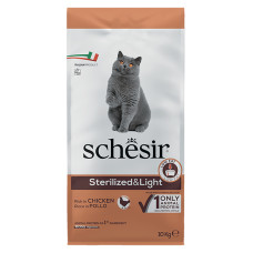 Schesir Cat Sterilized &amp; Light ШЕЗИР СТЕРИЛИЗИРОВАННЫЙ ЛАЙТ КУРКА сухой монопротеиновый корм для стерилизованных кошек, для кошек склонных к полноте , 10 кг., упаковка см.