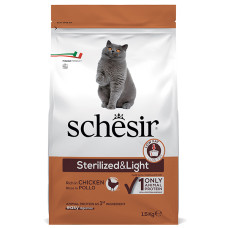 Schesir Cat Sterilized &amp; Light ШЕЗИР СТЕРИЛИЗИРОВАННЫЙ ЛАЙТ КУРКА сухой монопротеиновый корм для стерилизованных кошек, для кошек склонных к полноте , 1.5 кг., Упаковка см.