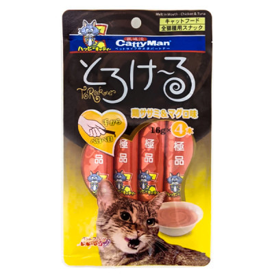 CattyMan Chicken&Tuna КЕТТІМЕН НАДЗВИЧАЙНО СМАЧНІ КУРКА ТУНЕЦЬ рідкі ласощі для котів , 4 шт. х 16 г см.