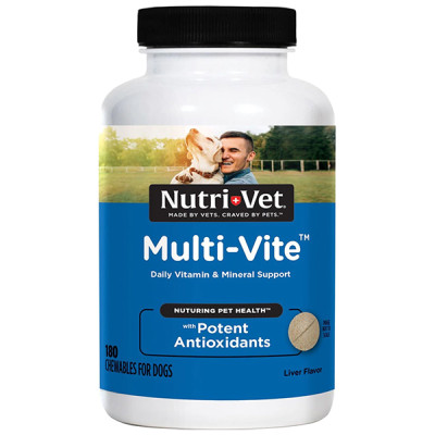 Nutri-Vet Multi-Vit НУТРИ-ВЕТ МУЛЬТЫ-ВИТ мультивитамины для собак, жевательные таблетки, 180 табл. л.