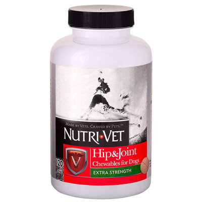 Nutri-Vet Hip&amp;Joint Extra ВНУТРИ-ВЕТ СВЯЗИ И СУГЛОБЫ ЭКСТРА, 2 уровень, хондроитин и глюкозамин для собак с МСМ, жевательные таблетки, 120 табл. л.
