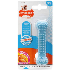 Nylabone Puppy Chew Dental Bone НИЛАБОН ДЕНТАЛ БОУН жевательная игрушка кость для щенков, вкус курицы, XS, для щенков до 7 кг см., голубой см., 9,5x2,5x1,9 см см.