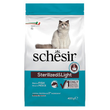 Schesir Cat Sterilized &amp; Light ШЕЗИР СТЕРИЛИЗИРОВАННЫЙ ЛАЙТ РЫБА сухой монопротеиновый корм для стерилизованных кошек, для кошек склонных к полноте , 0.4 кг., Упаковка см.