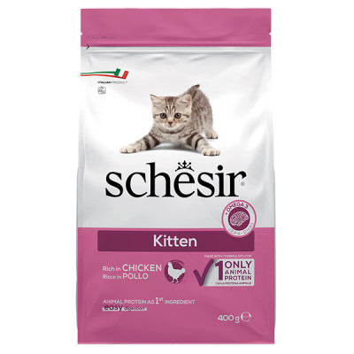 Schesir Cat Kitten ШЕЗИР КОТЕНКА КУРКА сухой монопротеиновый корм для котят , 0.4 кг., Упаковка см.