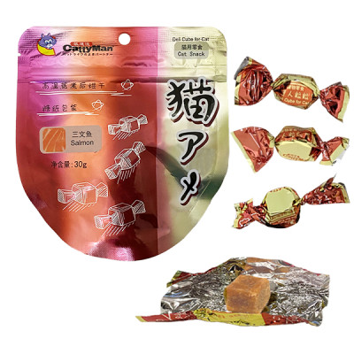 CattyMan Deli Cube Salmon КЕТТІМЕН ЦУКЕРКИ КУБИКИ ДЕЛІ З ЛОСОСЕМ ласощі для котів , 0.03 кг.