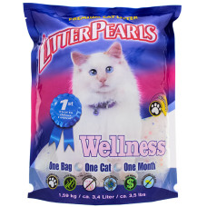Litter Pearls Wellness ЛИТТЕР ПЕРЛС ВЕЛЛНЕС кварцевый силикагелевый наполнитель для туалетов кошек, 3.4 л., 1.59 кг.
