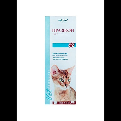 Антигельмінтні таблетки Vetbio Празікон Кет для котів, 10 шт