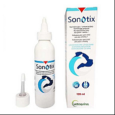 Раствор Vetoquinol Sonotix Сонотикс для промывания ушей кошек и собак, 120 мл