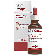 Капли Dolfos Dolvit Omega Долвит Омега для здоровой кожи и шерсти кошек и собак , 50 мл