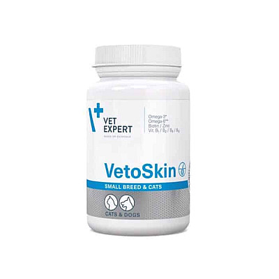Капсули VetExpert VetoSkin Small Breed & Cats ВетоСкін для здоров'я шкіри та шерсті кішок та собак дрібних порід, 60 капс