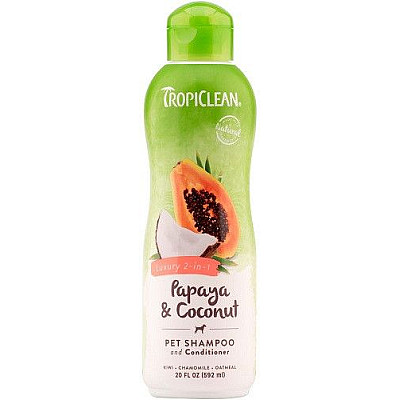 Шампунь-кондиционер TropiClean Shampoo Papaya & Coconut 2-in-1 "Папайя и кокос" увлажняющий для собак и кошек, 355 мл