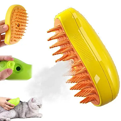 Паровая щетка-массажер спрей 3 в 1 Pet Spray Massage Brush USB для вычесывания собак и кошек с паровым распылителем