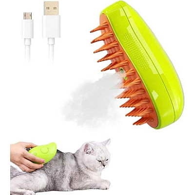 Паровая щетка-массажер спрей 3 в 1 Pet Spray Massage Brush USB для вычесывания собак и кошек с паровым распылителем