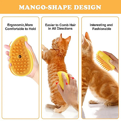 Паровая щетка-массажер спрей 3 в 1 Pet Spray Massage Brush USB для вычесывания собак и кошек с паровым распылителем
