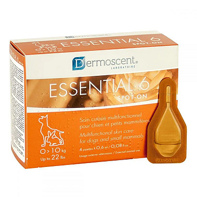 Мультифункциональное средство Dermoscent Essential-6 spot-on по уходу за кожей и шерстью всех типов, для собак 0-10 кг, (4 пип.х0,6мл)