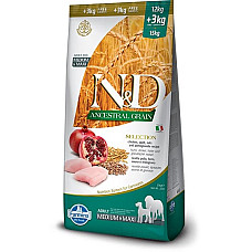 Сухой корм для собак Farmina (Фармина) N&D Low Grain Chicken & Pomegranate Adult Medium & Maxi с курицей, гранатом, 15 кг
