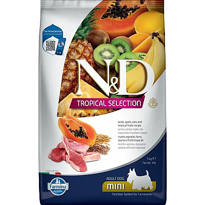 Сухой корм для собак Farmina (Фармина) N&D Tropical Selection Lamb Adult Mini с ягненком, тропическими фруктами, 5 кг