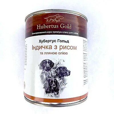 Консервированный корм Hubertus Gold "Индейка с рисом и льняным маслом" для собак, 800 г