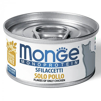 Вологий корм для котів Monge Cat Monoprotein м'ясні пластівці курка, 80 г