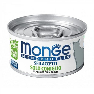 Вологий корм для котів Monge Cat Monoprotein м'ясні пластівці кролик, 80 г