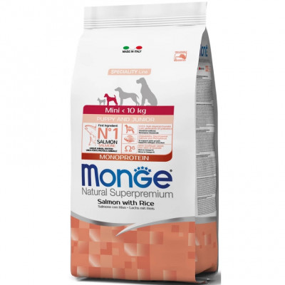 Сухой корм для щенков Monge Dog Mini Puppy & Junior лосось с рисом, 7.5 кг