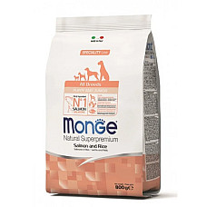Сухой корм для щенков Monge Dog All breeds Puppy & Junior лосось с рисом, 800 г