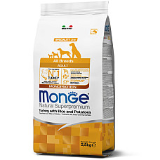 Сухой корм для собак Monge Dog All breeds Adult индейка, рис и картофель, 2.5 кг