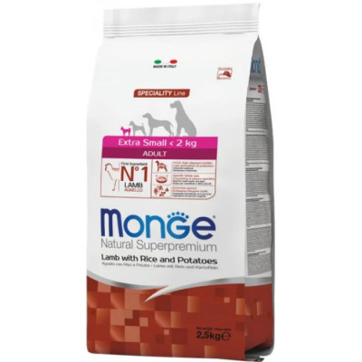 Сухий корм для собак Monge Dog Extrasmall Adult ягня та картопля, 2.5 кг