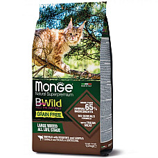 Сухой корм для кошек Monge Cat Bwild Grain Free буйвол (для кошек больших пород с 2-х месяцев), 1.5 кг
