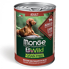 Влажный корм для собак Monge Dog Wet Bwild Grain Free Adult ягненок, тыква и цуккини, 400 г