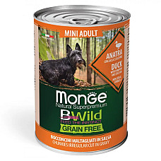 Влажный корм для собак Monge Dog Wet Bwild Grain Free Mini Adult утка, тыква и цуккини, 400 г