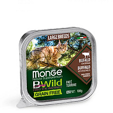 Влажный корм для кошек Monge Cat Wet Bwild Grain Free буйвол (для кошек больших пород с 2-х месяцев), 100 г