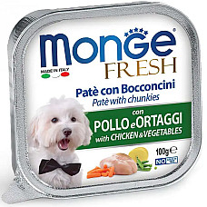 Влажный корм для собак Monge Dog Fresh с курицей и овощами, 100 г
