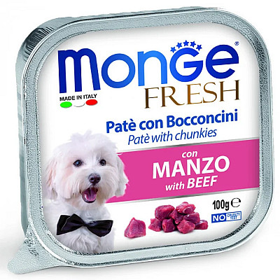 Влажный корм для собак Monge Dog Fresh с говядиной, 100 г