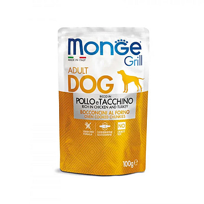 Вологий корм для собак Monge Dog Grill курка з індичкою, 100 г