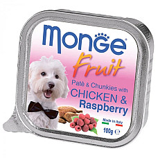 Влажный корм для собак Monge Dog Fruit с курицей и малиной, 100 г