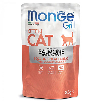 Влажный корм для котят Monge Cat Grill Kitten лосось, 85 г
