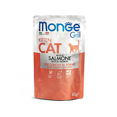 Влажный корм для котят Monge Cat Grill Kitten лосось, 85 г