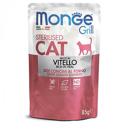 Вологий корм для котів Monge Cat Grill Sterilised телятина, 85 г