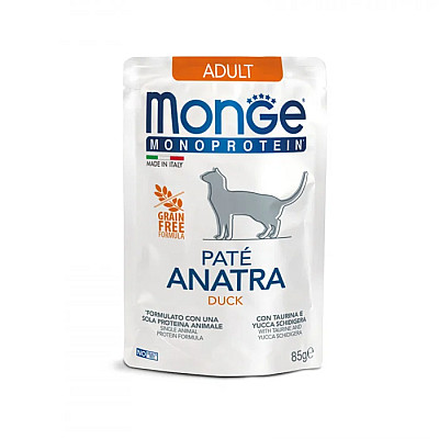 Вологий корм для котів Monge Cat Monoprotein Adult 100% качка, 85 г