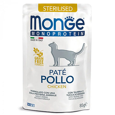 Вологий корм для котів Monge Cat Monoprotein Sterilised 100% курка, 85 г