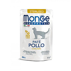 Влажный корм для кошек Monge Cat Monoprotein Sterilised 100% курица, 85 г