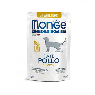 Вологий корм для котів Monge Cat Monoprotein Sterilised 100% курка, 85 г