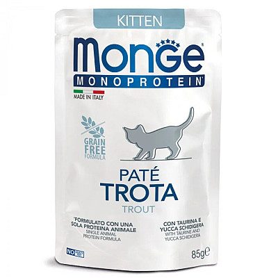 Вологий корм для кошенят Monge Cat Monoprotein Kitten 100% форель, 85 г