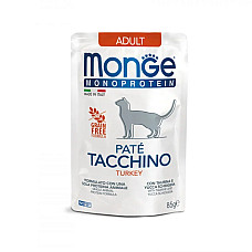 Влажный корм для кошек Monge Cat Monoprotein Adult 100% индейка, 85 г