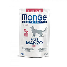 Влажный корм для кошек Monge Cat Monoprotein Sterilised 100% говядина, 85 г