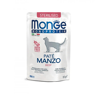 Вологий корм для котів Monge Cat Monoprotein Sterilised 100% яловичина, 85 г