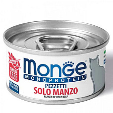 Влажный корм для кошек Monge Cat Monoprotein мясные хлопья говядина, 80 г