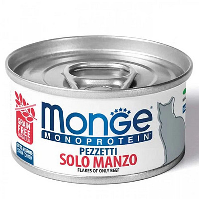 Вологий корм для котів Monge Cat Monoprotein м'ясні пластівці яловичина, 80 г