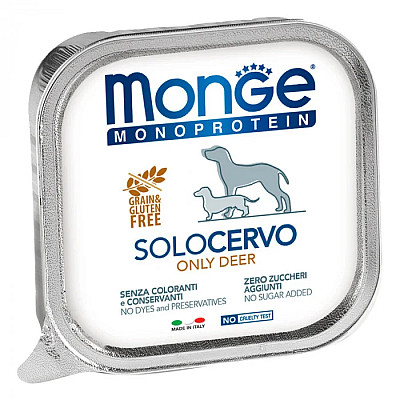 Вологий корм для собак Monge Dog Solo 100% оленина, 150 г
